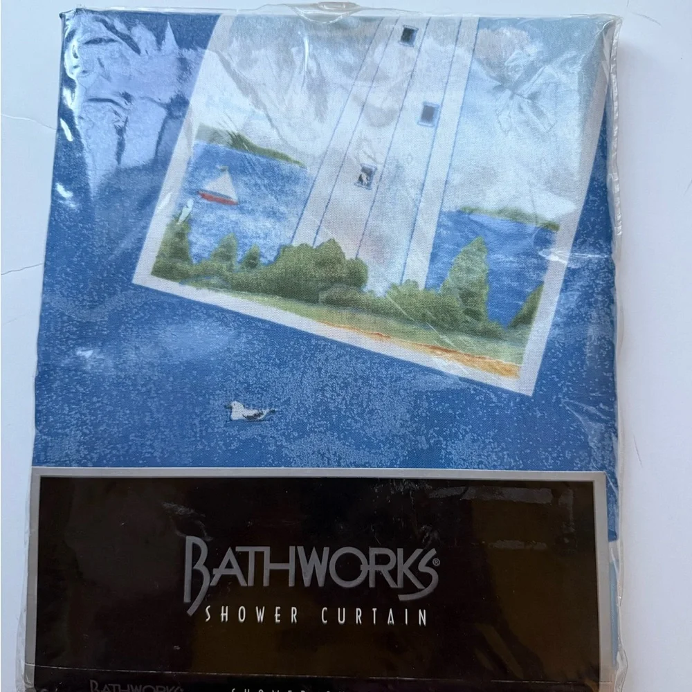 Bath Works lighthouse sail away nautical theme shower curtain